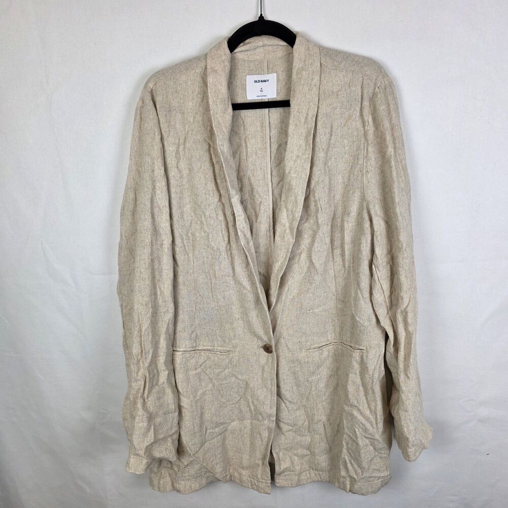 NWT Old Navy Linen Lightweight Tan Blazer Size XL Tall Coastal‎ Neutral Beachy